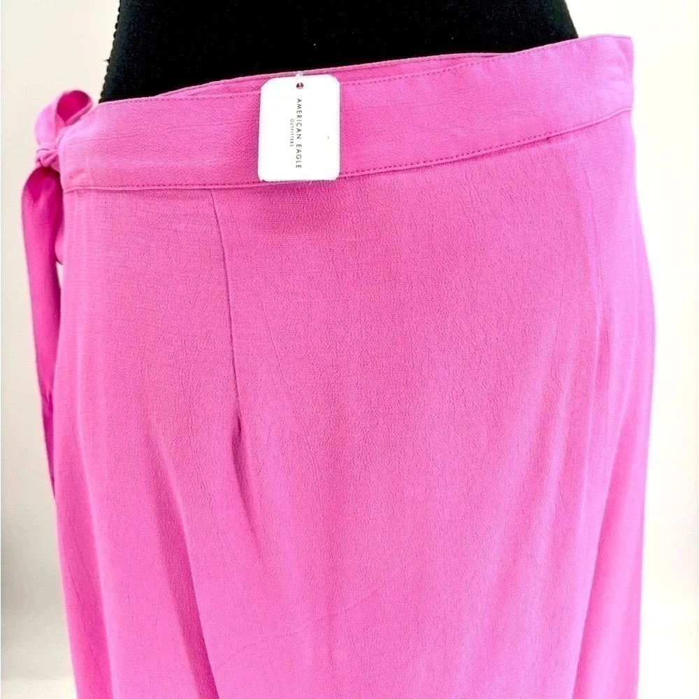 NWT American Eagle Outfitters Womens Medium Wrap Skirt Pink Hi Low Midi Lined